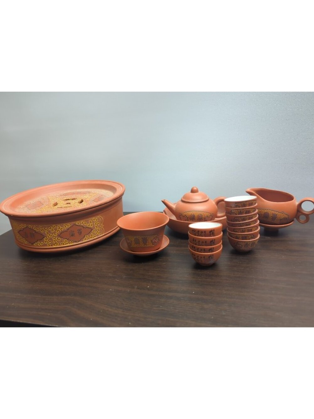 Chinese Yixing Zisha Red Clay Terracotta Teapot Tea Set